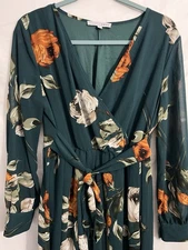 Women’s Large Baltic Born Dark Green Floral Maxi Dress