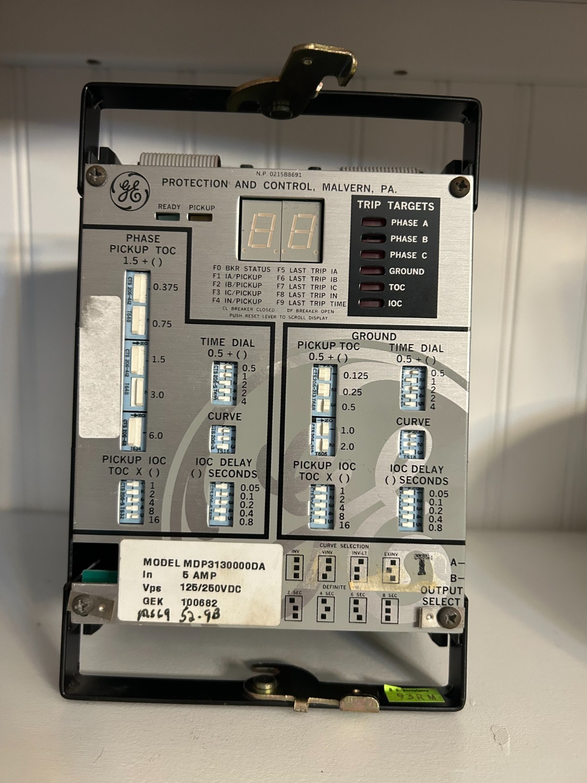 GE MDP Digital Time Overcurrent Relay GE MDP31300000DA, Used, tested.