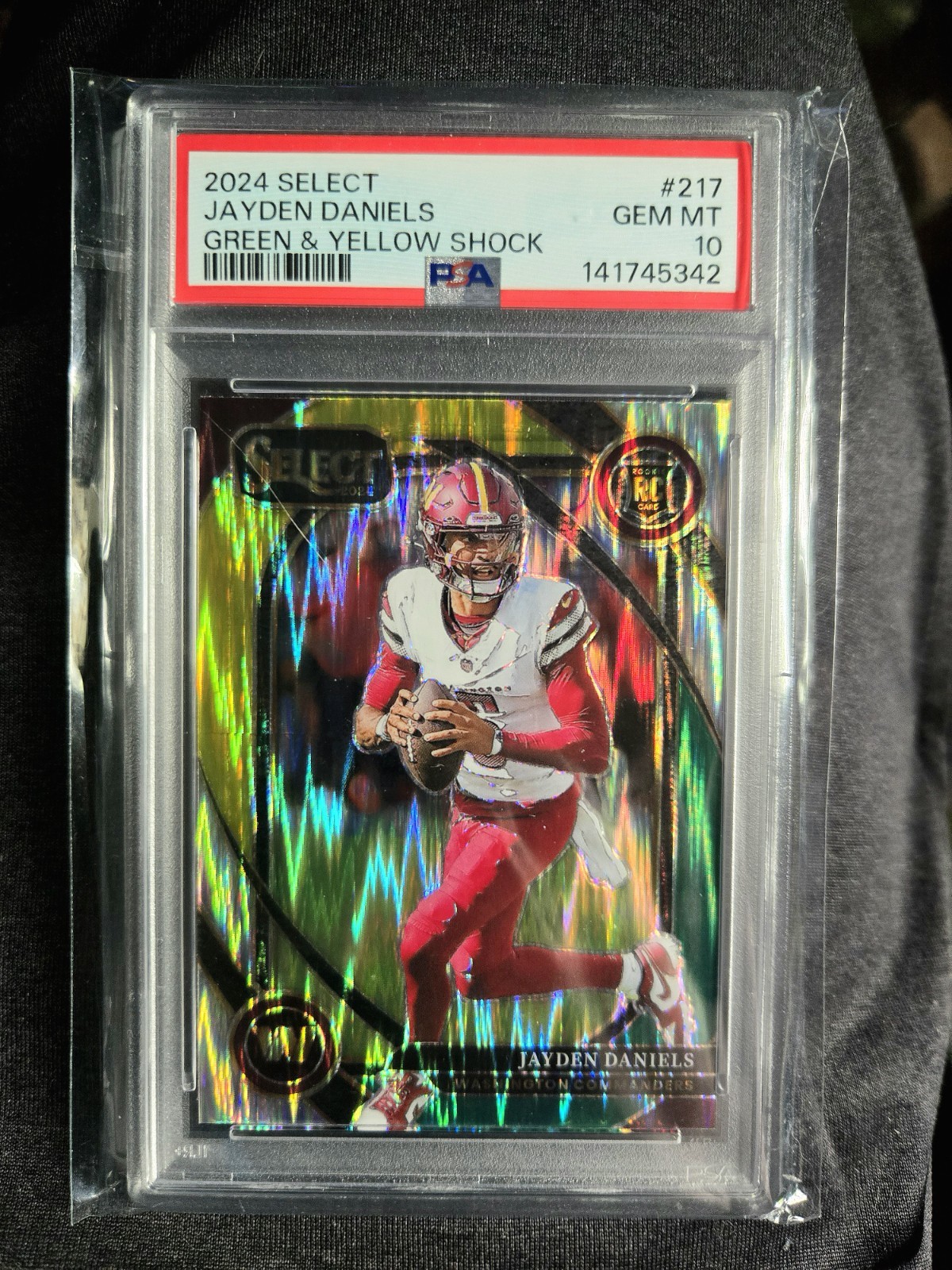 2024 Select Jayden Daniels Rookie Green & Yellow Shock Gaded PSA 10 Commanders