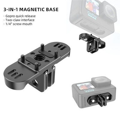 Magnetic Quick Release Mount with 1/4'' Thread Dual-Claws for GoPro Hero 12 11 10