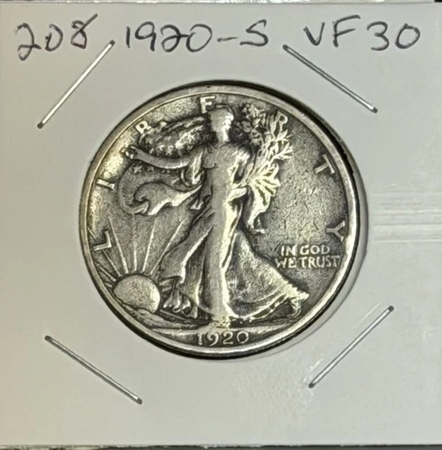 1920-S VF++ Walking Liberty Half Dollar Beautiful