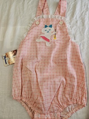NOS Vintage 1960s By Thomas Baby Girl Bubble Romper Plaid Gingham Deadstock NWT