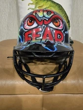 Youth Nike Baseball Helmet W/Visor FACE MASK & AIRBRUSHED-NO FEAR/Icebox Design