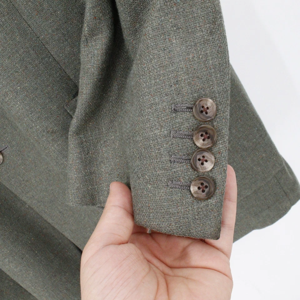 VTG Paul Stuart Sport Coat Mens 44 Medium long Silk Hopsack deconstructed patch - Image 3 of 4