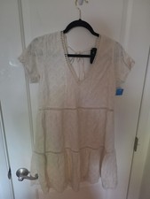 Show Me Your Mumu Ivory V-Neck Midsummer Cia Mini Dress Size Small