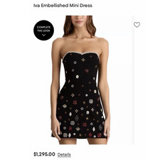 Alice and Olivia Iva Mini Dress Embellished Strapless Sweetheart Size 4