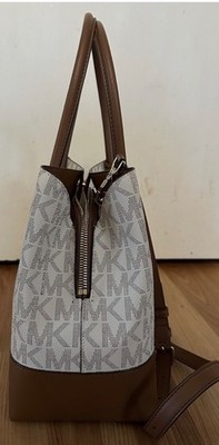 Michael Kors Mercer Gallery Medium Center Zip Tote Vanilla / Brown