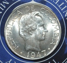 UNC  Colombia 20 Centavos 1947 B {{{D459