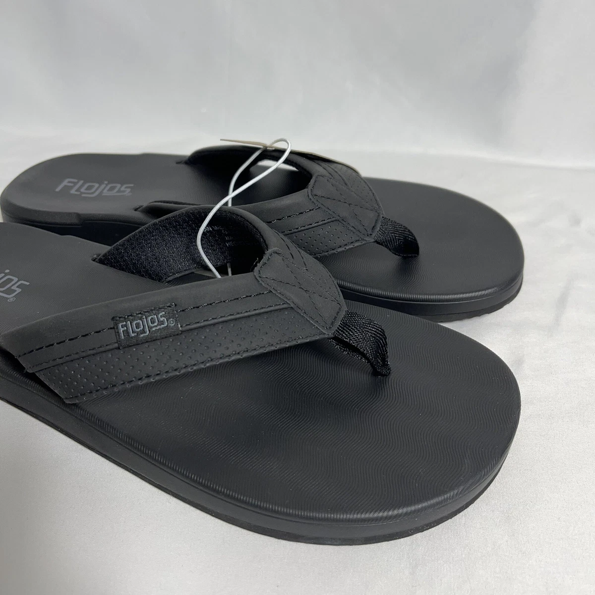 flojos men s ryan flip flop sandals black size 12 new with tag no box has defect