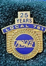 IUE-CWA Local 761 (KY) 25 Years Union Membership Lapel Pin - HIGHLY DETAILED