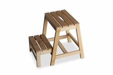 stabiler Tritt Hocker aus Buchenholz mit 2 Stufen, klappbar, natur, 38x54x45 cm