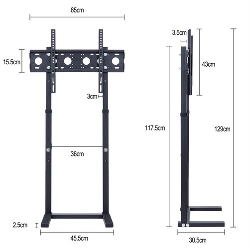 32-100'' Tall Floor TV Stand TV Cart with Swivel Tilting Height Adjustable Mount - Picture 22 of 73
