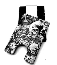 Skull Gambler, Aluminum Wallet/Credit Card Holder, RFID Protection, Black