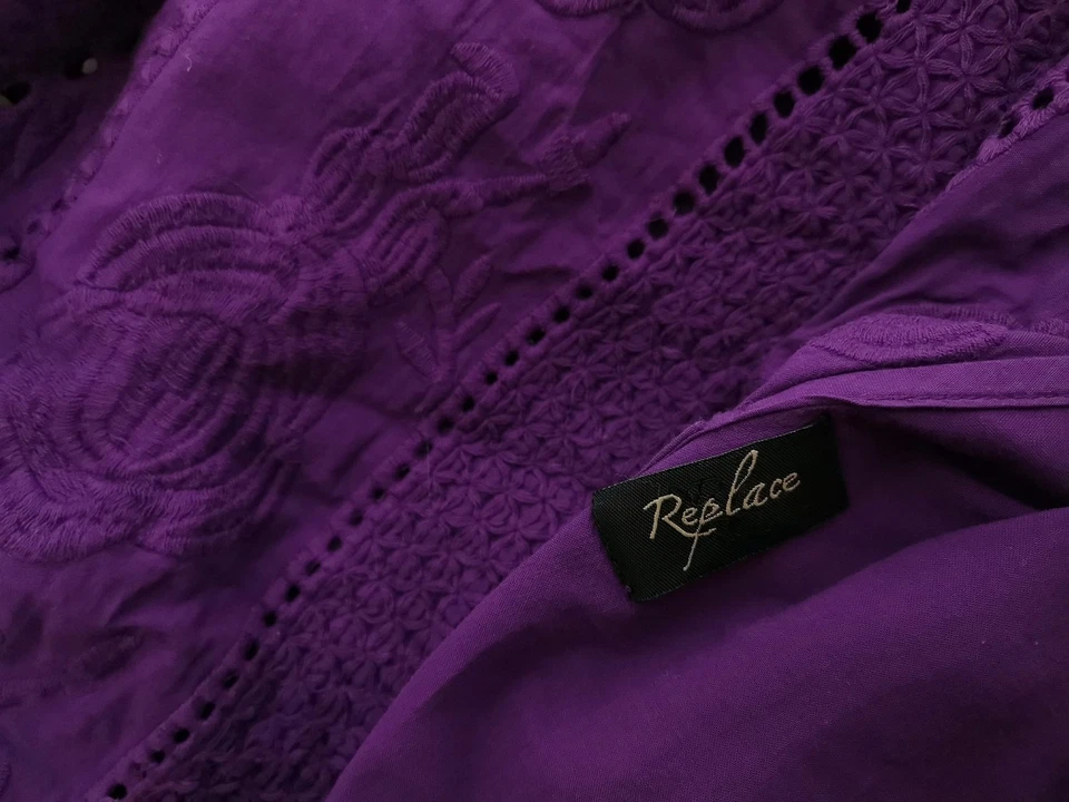 Replace T. 46-48 Morado Longitud hasta la rodilla Vestido recto Algodón 100% Ma - Imagen 4 de 4