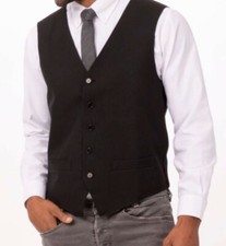 NEW Men's Essential Vest BLACK CLASSIC FIT RESTAURANT WAITER SERVER FORMAL