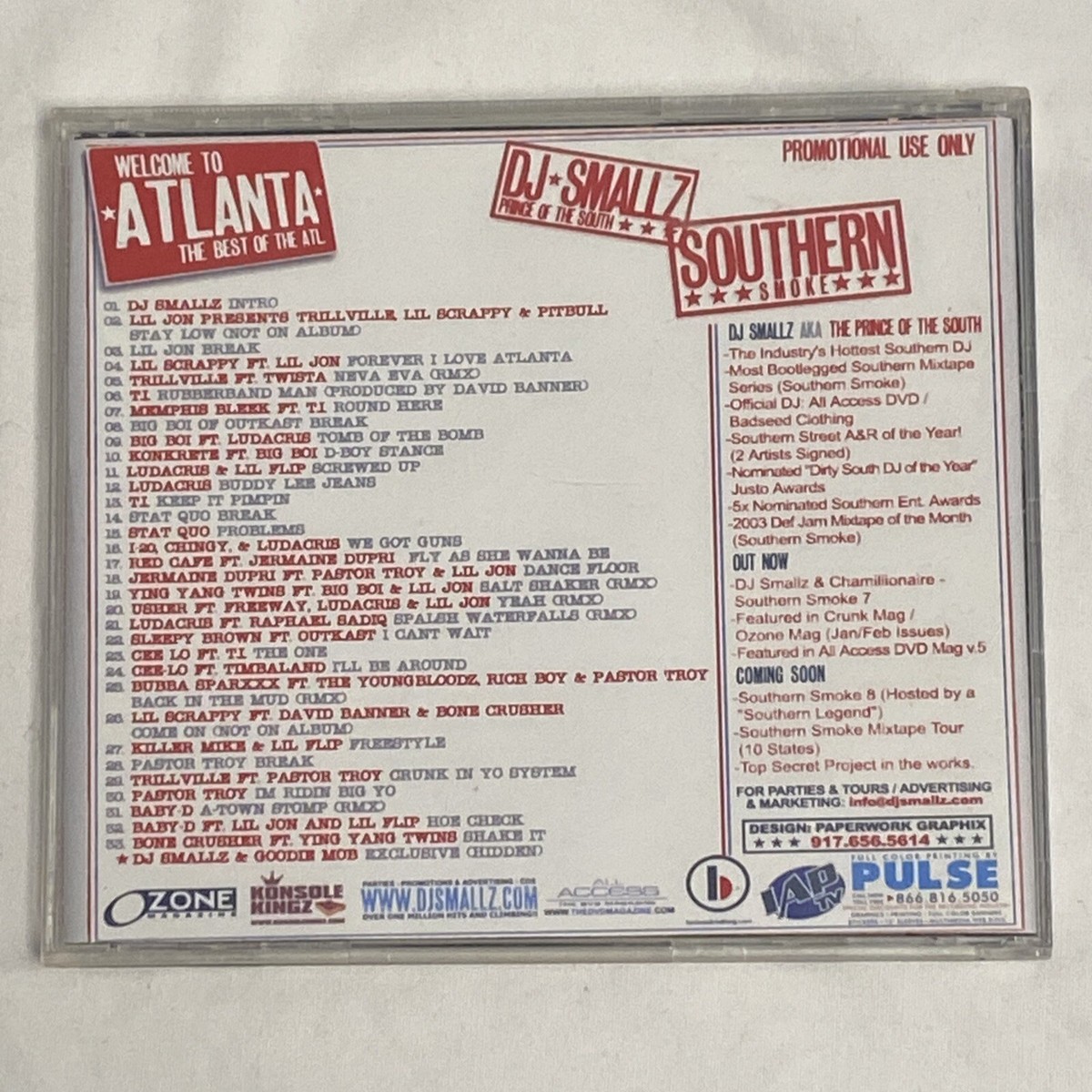DJ Smallz / Southern Smoke (Pre Production Promo CD) Welcome To