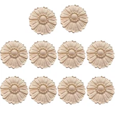 10Pcs Unpainted Wood Rosettes Carved Onlays Appliques Fancy for Door Wall Mirror