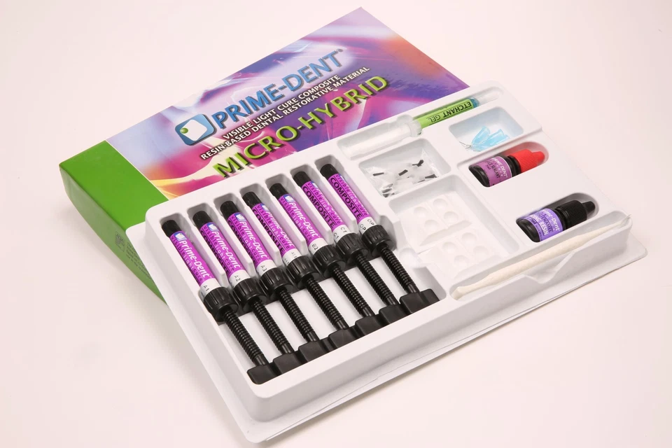 Prime-Dent VLC Light Cure Micro-Hybrid Dental Resin Composite 7 Syringe Kit