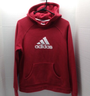 Vintage Adidas Three Stripes Gray Logo Red Mock Hoodie