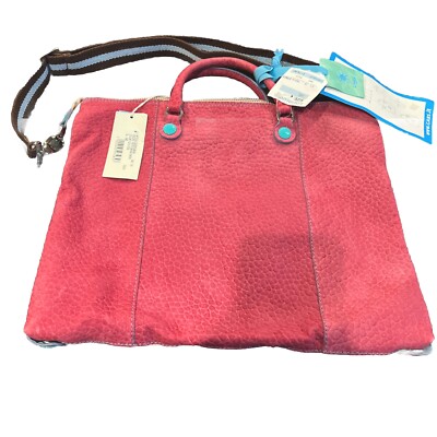 GABS Convertible Pebbled Leather Canvas Tote Handbag Crossbody Fuchsia Pink New