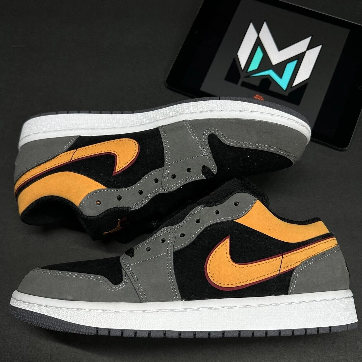 Nike Air Jordan 1 Low SE Black Vivid Orange Grey Men s Sizes Shoes
