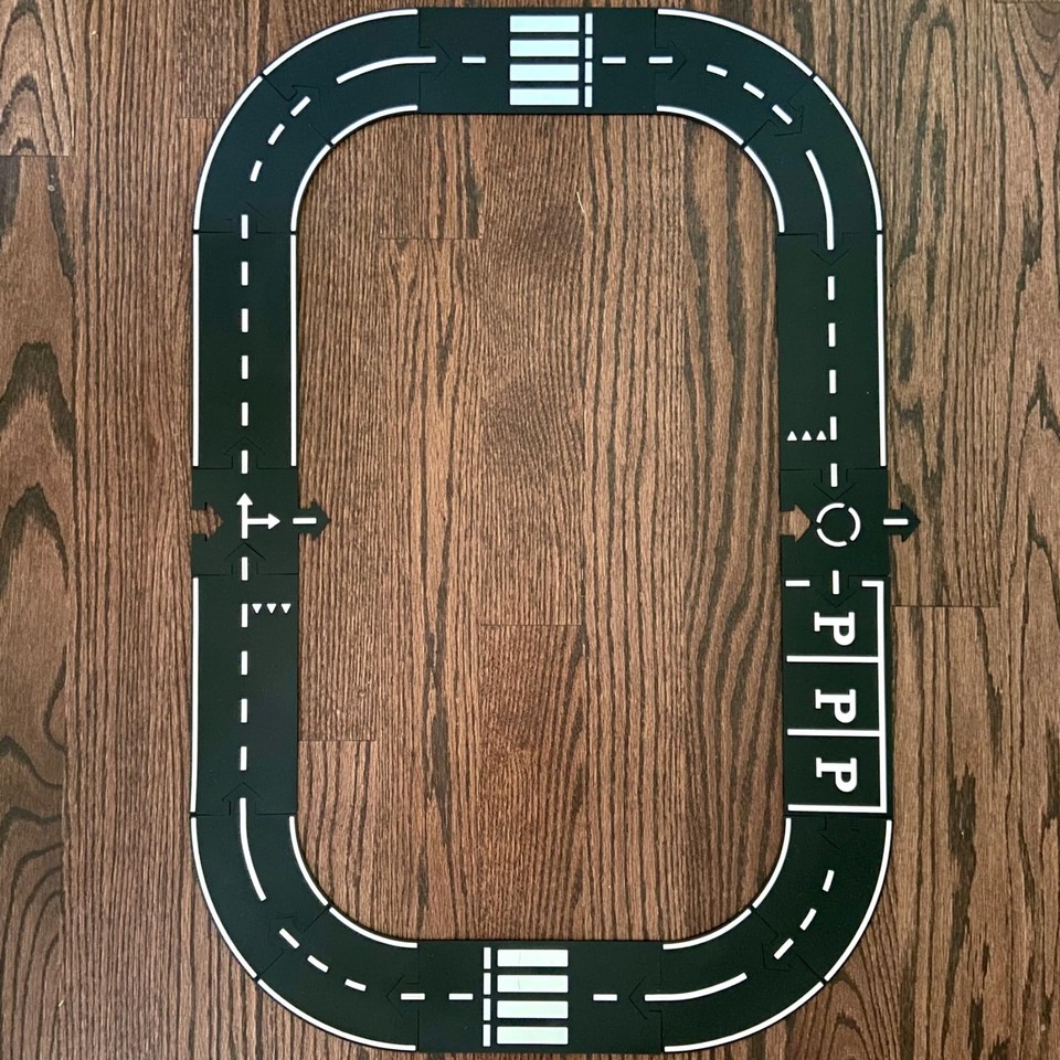 Flexible Car Track 16 Pieces Rubber Roads for Kids Puzzle Track Car