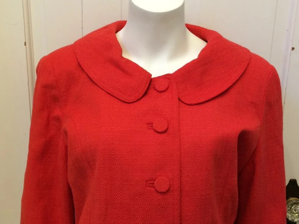 East 5th Button Front Lined 3/4 Sleeve Boucle Jacket SIZE Large Coral - Image 2 of 4
