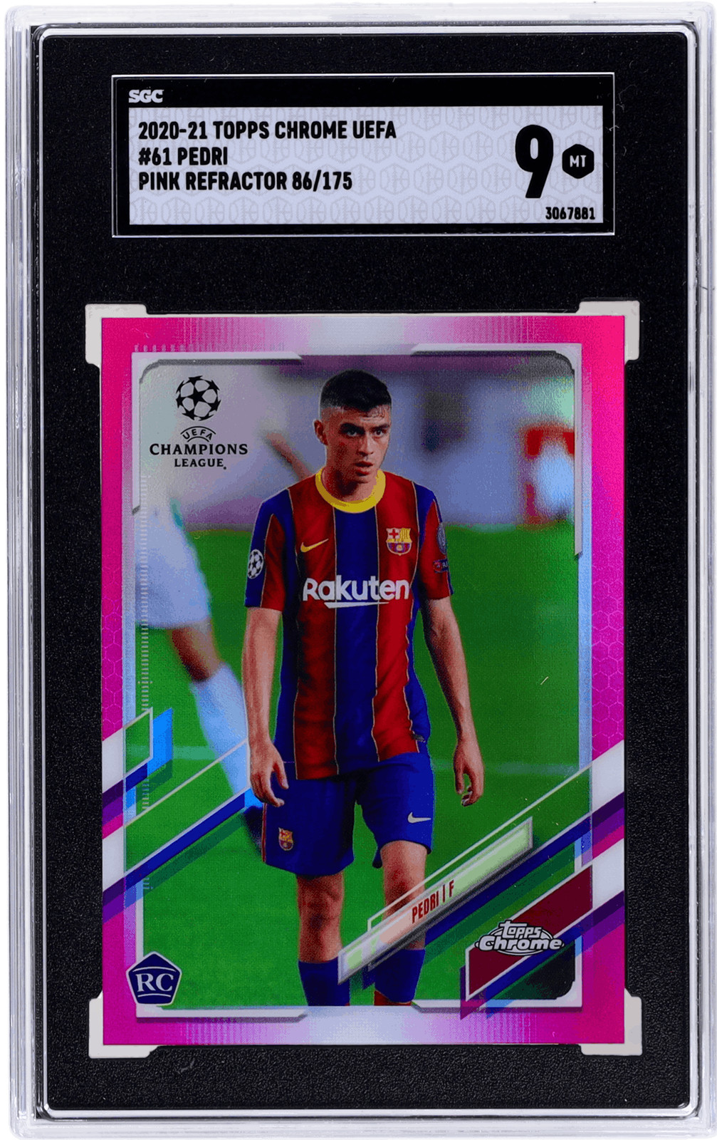 2020 Topps Chrome UEFA Champions League Pedri Pink Refractor #61 /175 SGC 9