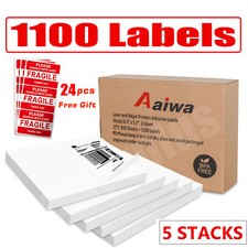 1100 Premium 8.5"X 5.5" Self Adhesive Shipping Labels Half Sheet for Laser