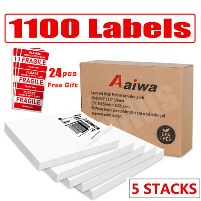 1000+100X 8.5 x 5.5 '' Half Sheet Self Stick Shipping Labels For Fedex USPS