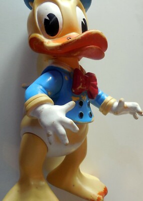 VINTAGE LARGE TOY SQUEAK RUBBER DONALD DUCK LEDRAPLASTIC LEDRA
