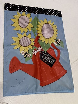 Meadow Creek Garden Flag, 18X13  Summer Garden Flag Hand stitched embellishments