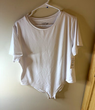 Time and Tru Women's White Solid One-Piece Bodysuit Plus Size 3XL NWT