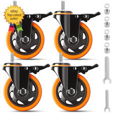 4 Inch Caster Wheels 2000Lbs Threaded Stem Casters Set of 4 Heavy Duty