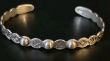 IH pièce argent poinçonnée : vintage ; bracelet manchette Navajo 0,900 pièce argent extrémités ouvertes