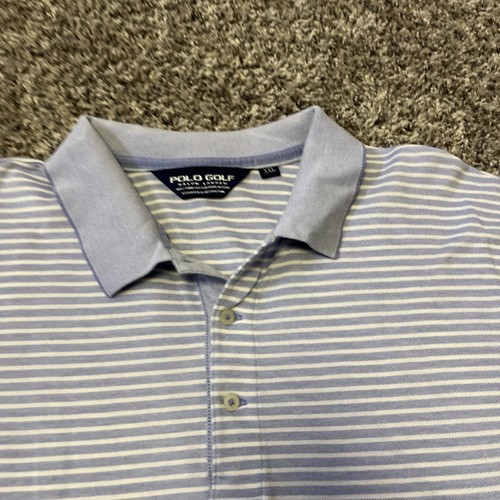 Polo de golf homme Ralph Lauren 2XL XXL bleu blanc rayé - Photo 3/9