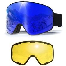 MXJ Gear SKi One Size, Black Frame-full Revo Blue vlt 19  yellow Lens  78  