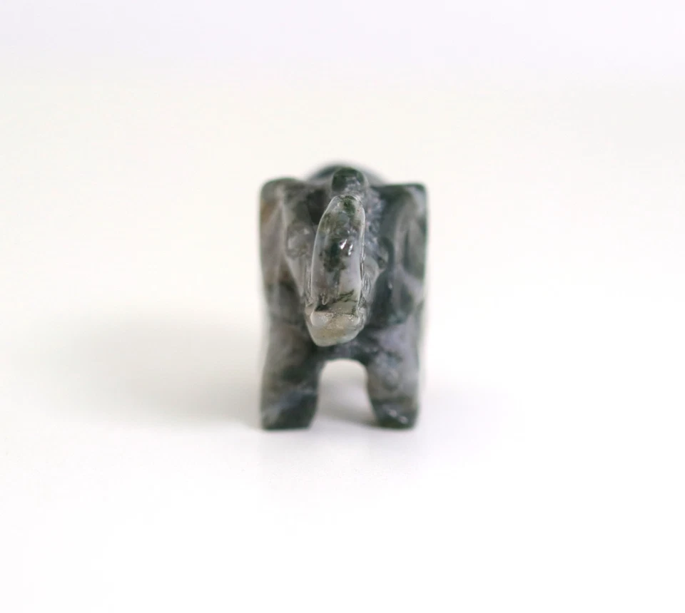 Moosachat Elefant Figur 5 cm Feng-Shui Glücksbringer Handgeschnitzt Deko - Bild 3 von 4