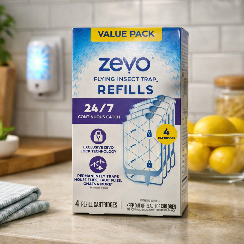 Zevo Flying Insect Trap, Fly Trap Refill Cartridges 4 Replacement Cartridges