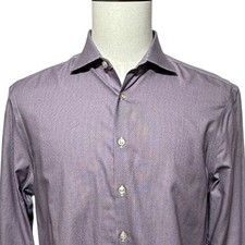 Charles Tyrwhitt Dress Shirt Mens 16.5 Purple White Geometric Super Slim Fit