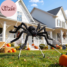 236'' Big Spider Web Halloween Decor 70'' Huge Spider for Roof with Triangular B
