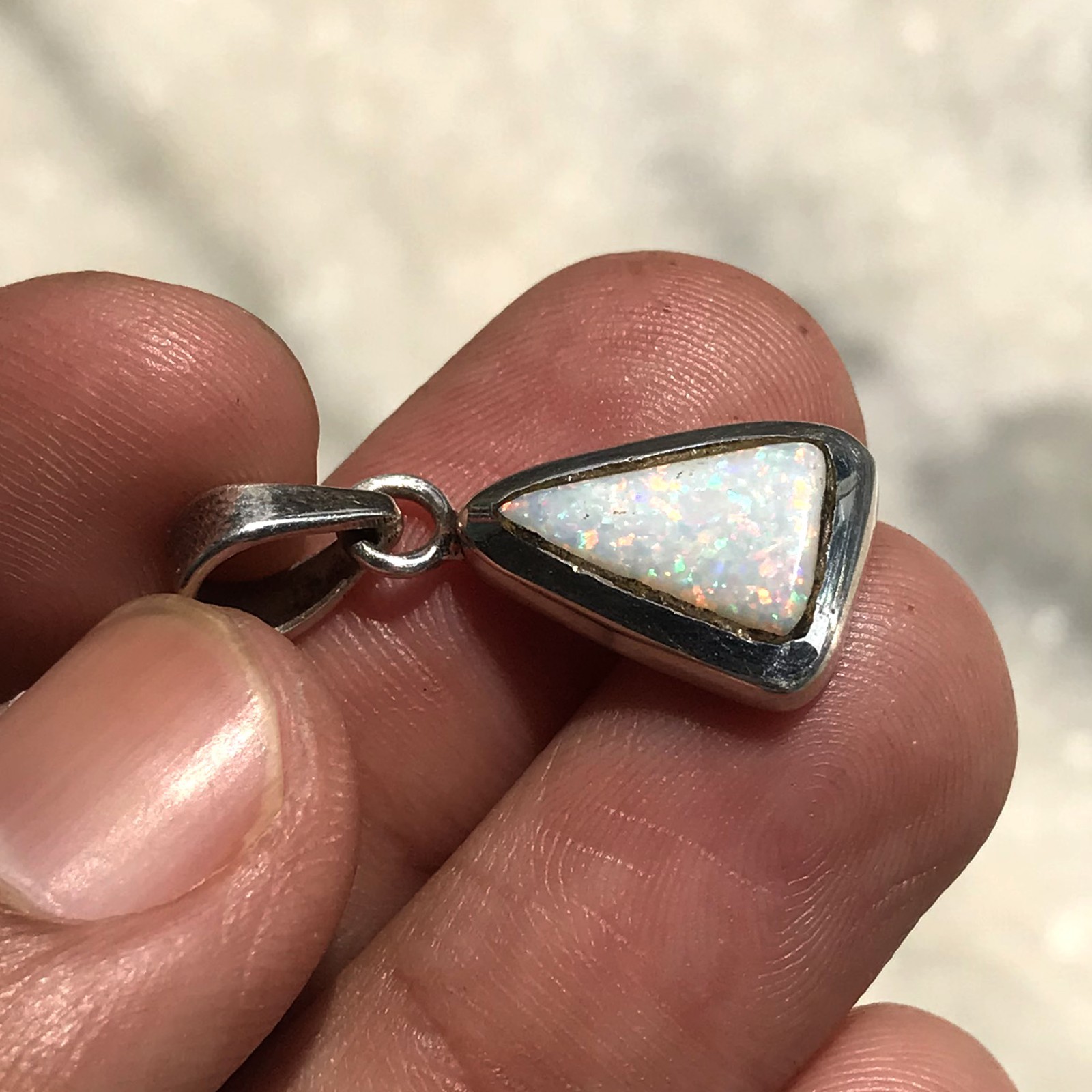 Natural Australian Multi Opal 925 Solid Sterling Silver Pendant Stone Size 12x8