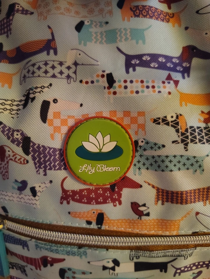 Bolsa de transporte debajo del asiento Lilly Bloom 15x15x9 Dachshund Print Usada en Excelente Condición Foto 2 de 4