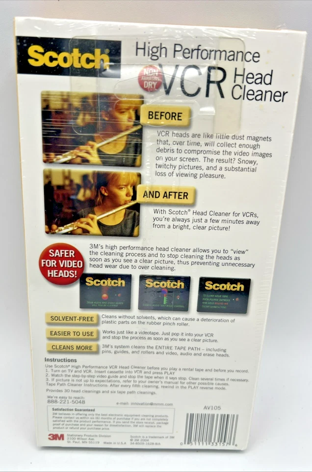 Scotch 3M Limpiador de Cabezales VCR Alto Rendimiento No Abrasivo Tipo Seco Nuevo Sellado Foto 2 de 4