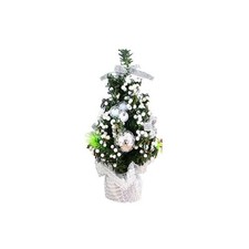 Artificial Mini Christmas Tree w/ Base Tabletop Christmas Tree Gold/Red/Silver