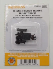 Bachmann 42535 Friction Bearing Freight Trucks 2 pcs Knuckle Couplers N Scale