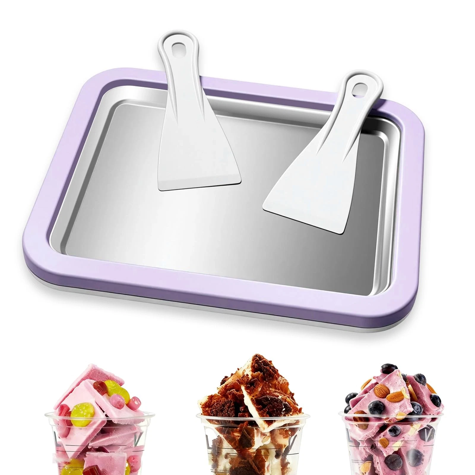 Rolled Ice Cream Maker, At-Home Instant Ice Cream Maker Machine Kit with 2 Sp...