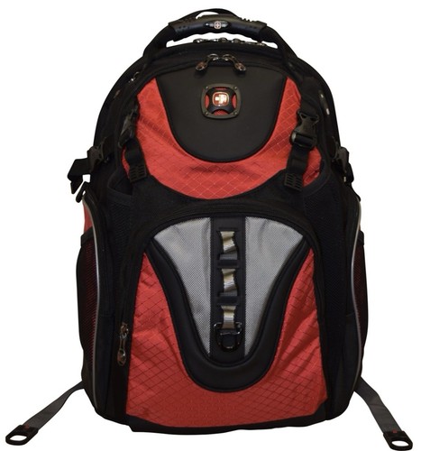 Swiss Gear Maxxum Backpack Travel Red & Black Double Zipper W/ 16” Laptop Pocket