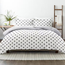 Light Gray Painted Polkadot Print 3-Piece Reversible Full/Queen Duvet Cover Set