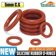 Silicone Rubber O Rings Metric Food Grade 5mm Cross Section 8mm-32mm ID O Ring